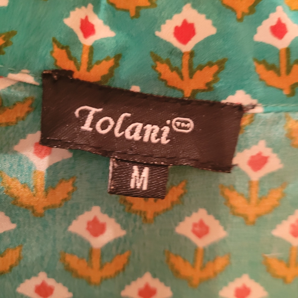 Tolani Nisha Teal and Orange Tunic Dress 100% Silk Sz Medium - Picture 5 of 10